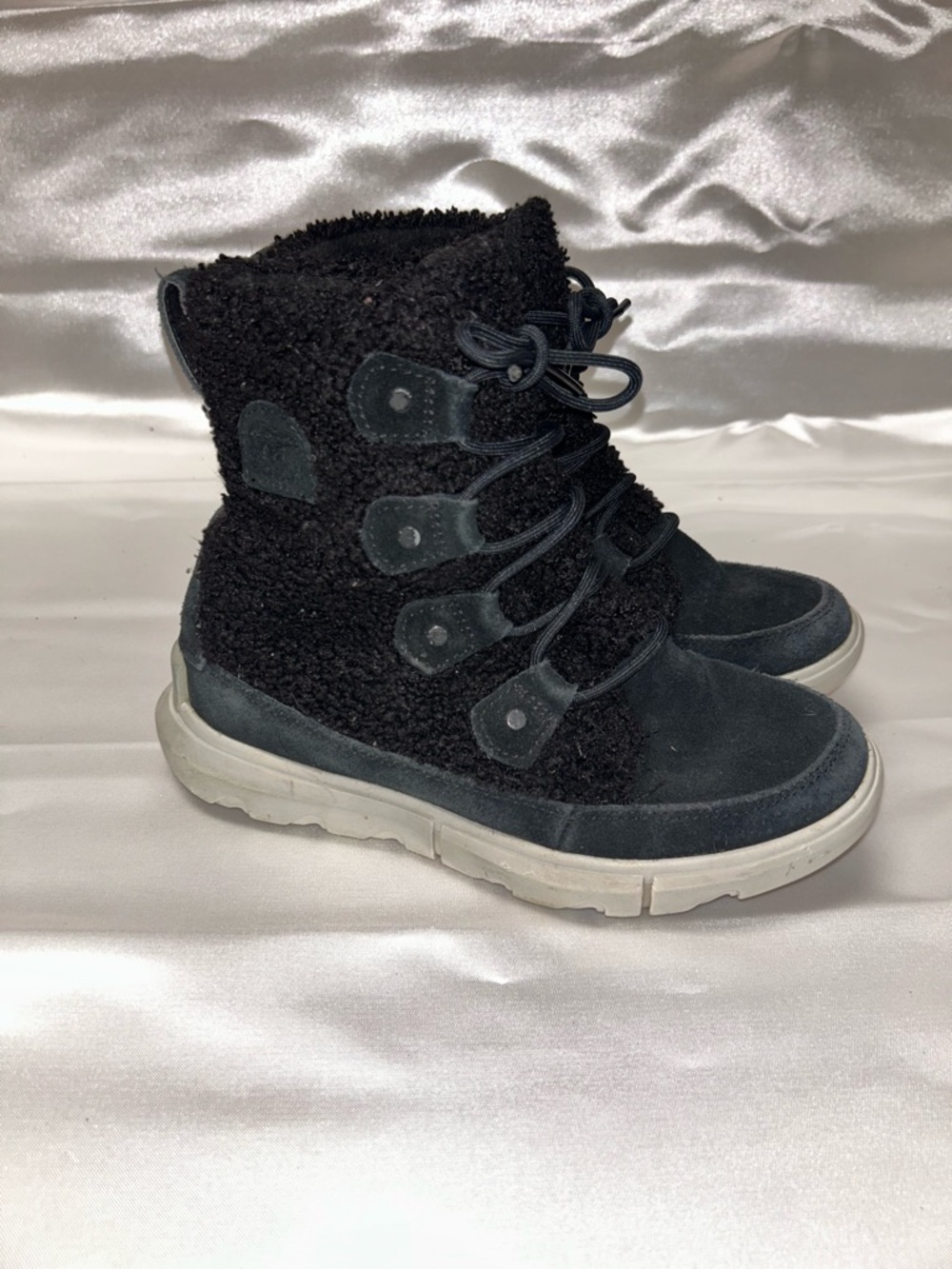 Sorel Explorer II Joan Cozy Black Sherpa Lace-Up Boots Size US 5.5 EU36.5 UK3.5